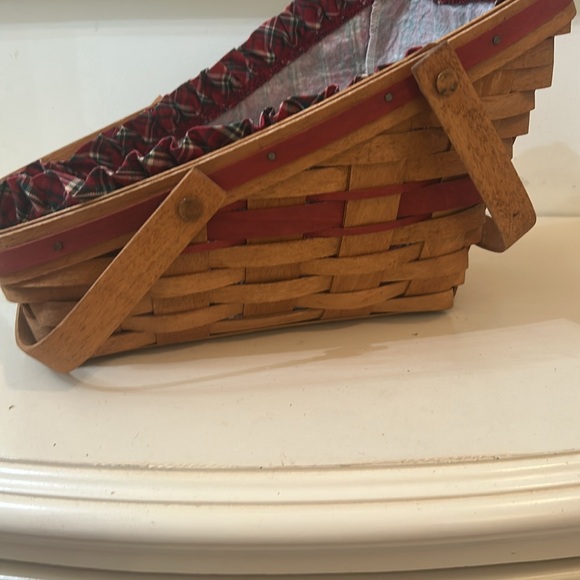 Longaberger 1991 Christmas Collection Yuletide Tradition Basket& red plaid liner - Picture 4 of 9